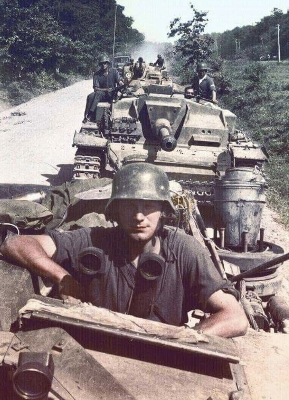 A column of StuG IIIs in the Caucasus